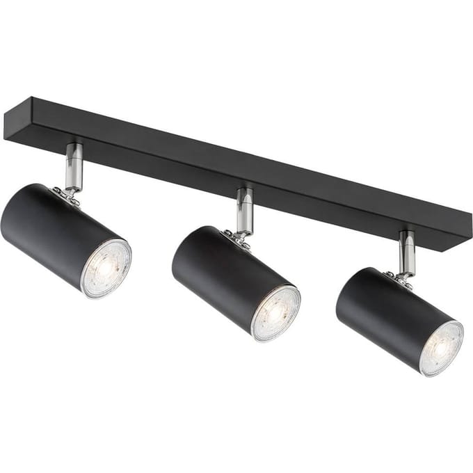 Argon Plafondspot Noah, zwart/chroom, staal, 3-lamps