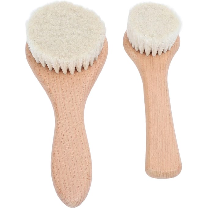 2 stuks Doucheborstel Herbruikbare Badborstel Douche Rugschrobber met Antislip Handvat voor Shampooën beige