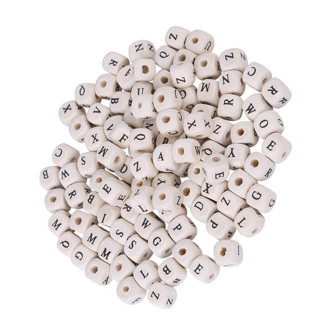 100pcs Mixte Érable Carré Perle Cube Lettre Perles d'Espacement Libres Pour la Fabrication de Bijoux DIY white