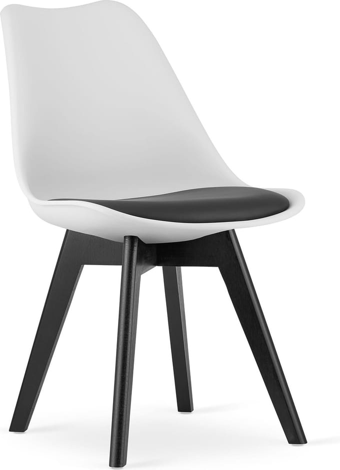 MARK - Eetkamerstoel - zwart houten onderstel - set van 4 - wit zwart