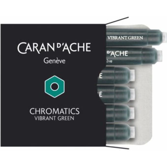 Caran d'ache vulpenvulling chromatics per 6 stuks, vibrant green