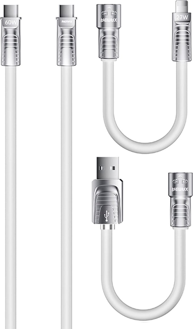 Remax RC-C168 - USB Kabel - 4in1 - USB-C/IPhone/USB-A - 60W - 1.5m - Wit