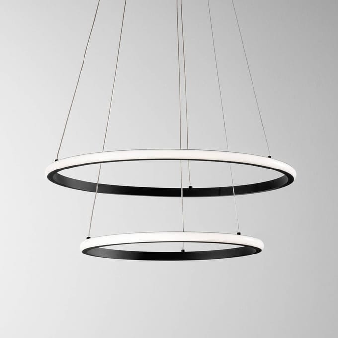 Luce Ambiente Design LED hanglamp Axis, Ø 60/40 cm, zwart, metaal, CCT, RGB