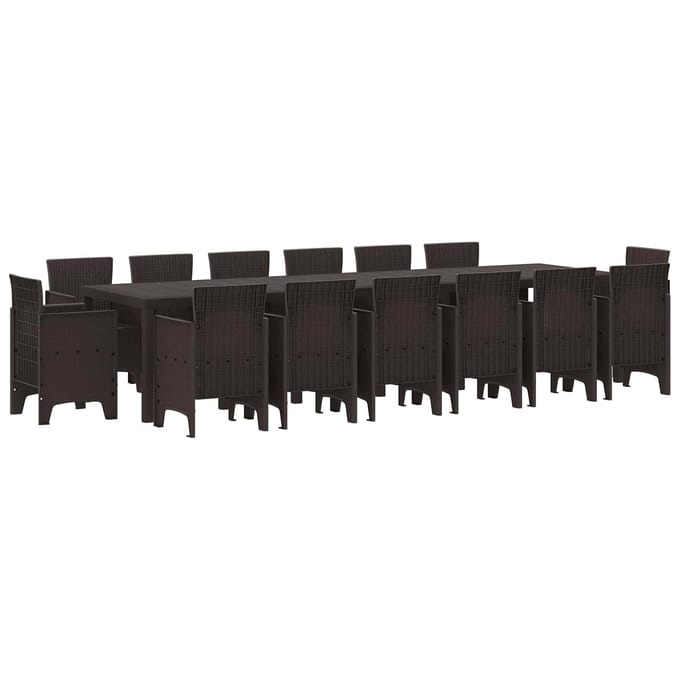 vidaXL - Tuin - Eettafel - Set - 15 - st - Bruin - Polt - riet