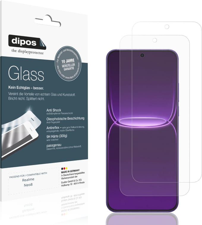 dipos – 2x Matte Pantserfolie geschikt voor Realme Neo8 | 9H Screenprotector