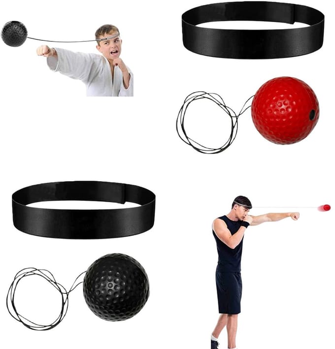 2 stuks - Boksen Reflex Bal - Reflex Bal - Boksen - Training - Reactie Vermogen - Geschikt voor tieners - Zwart - Rood - Boksreactiebal - Hoofdband trainingsmateriaal