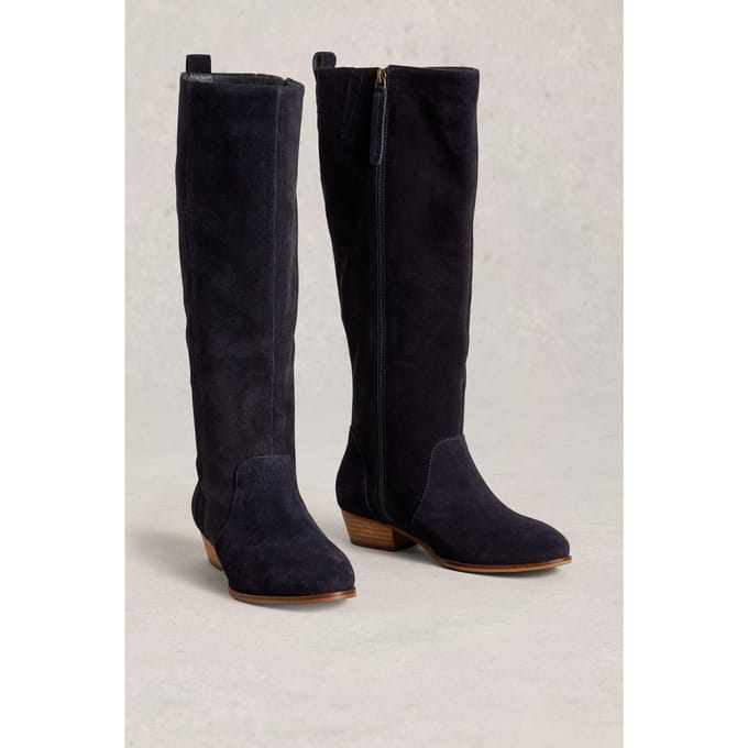 White Stuff Willow Suede Knee High Boot Dark Navy Taglia: 5 | Stivali Outlet | Donna | Blu