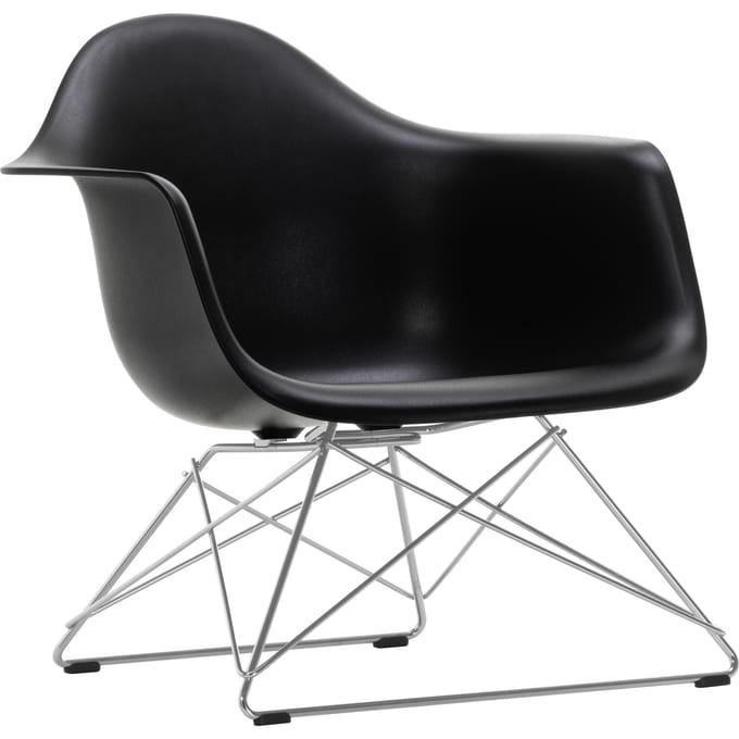 Vitra Eames Plastic Armchair LAR - diepzwart RE - glanzend chroom