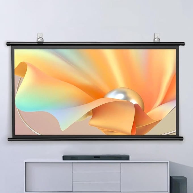 Projectiescherm Ophangbaar - Projector Scherm - Thuisbioscoop Presentaties - Mat Wit Glasvezel PVC - 30-72 Inch - Wit