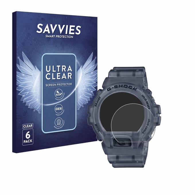 Savvies - Screenprotector voor Casio G-Shock DW-6900 - Folie Beschermfolie transparant 6 Stuks