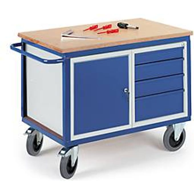 Montagewagen met kast en schuifladen - L 1150 x B 700 mm