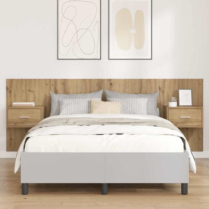 vidaXL - Hoofdeinde - Met - Kast - 3 - st - Artisan - Eiken - Bewerkt - hout