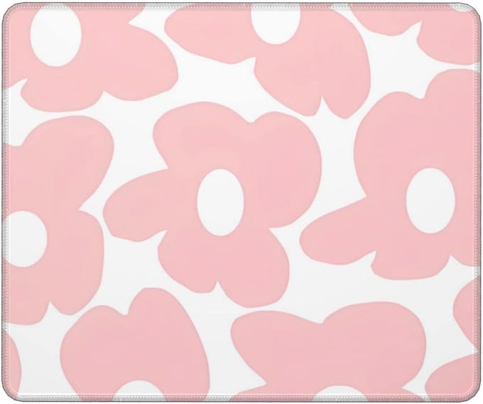 Vierkante muismat roze bloemen design voor bureau met antislip basis