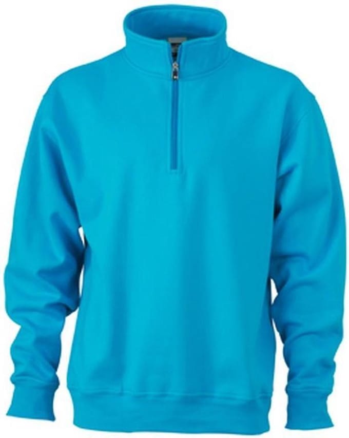 James and Nicholson Uniseks werkkleding Half Ritssweatshirt (Turquoise)