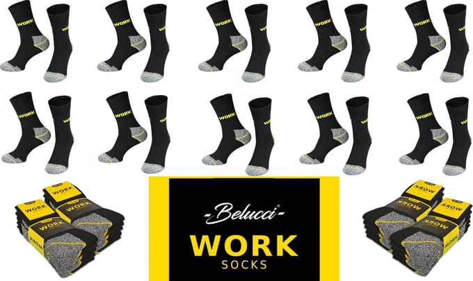 Belucci Premium Werksokken - 10 paar - Grijs Melange - Maat 43/46