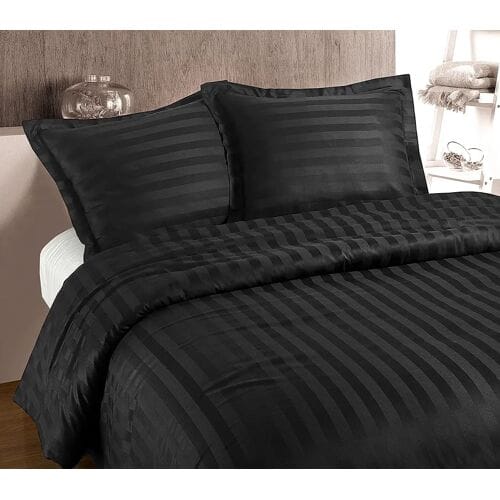 Primaviera Deluxe Hotel Stripe Dekbedovertrek - Eenpersoons - 140X200/220 + 1 x kussensloop 60x70 - Antraciet