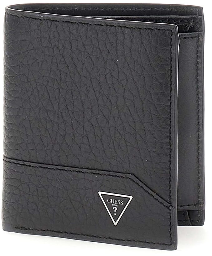 GUESS Leren kaarthoes Torino Bifold No Coin Black zwart