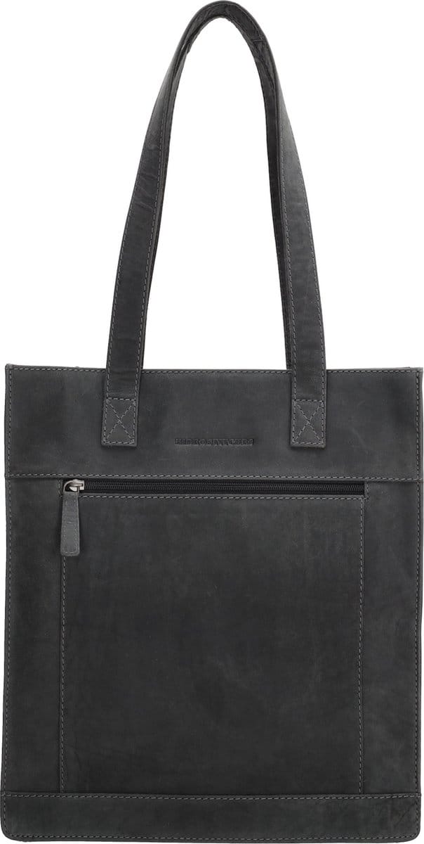 Hide & Stitches Idaho Shopper - 100% Leder - Leren Dames Tas - Zwart