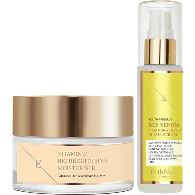 Vitamine C Bio Brightening Moisturiser 50ml + Bijengif + Manuka Honing Elixir Serum 60ml