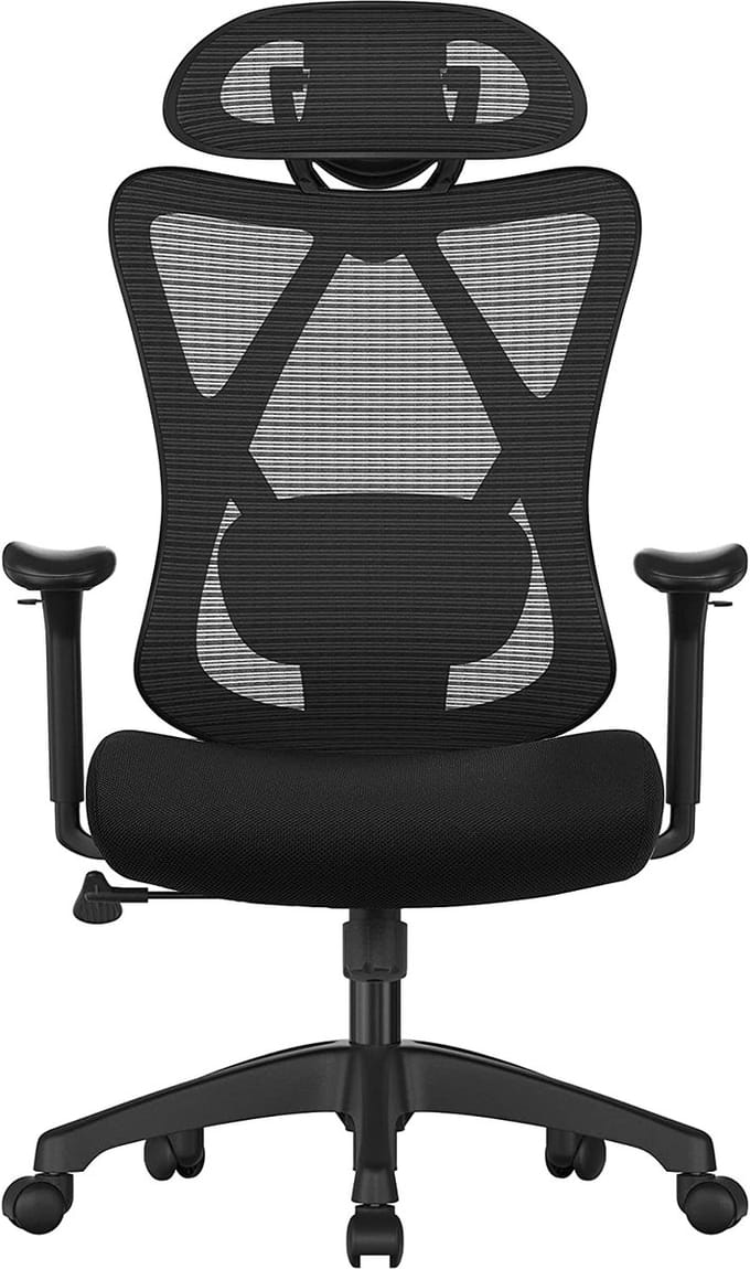 Hoppa! - Bureaustoel - Ergonomisch, met verstelbare lenden- en hoofdsteun, zwart