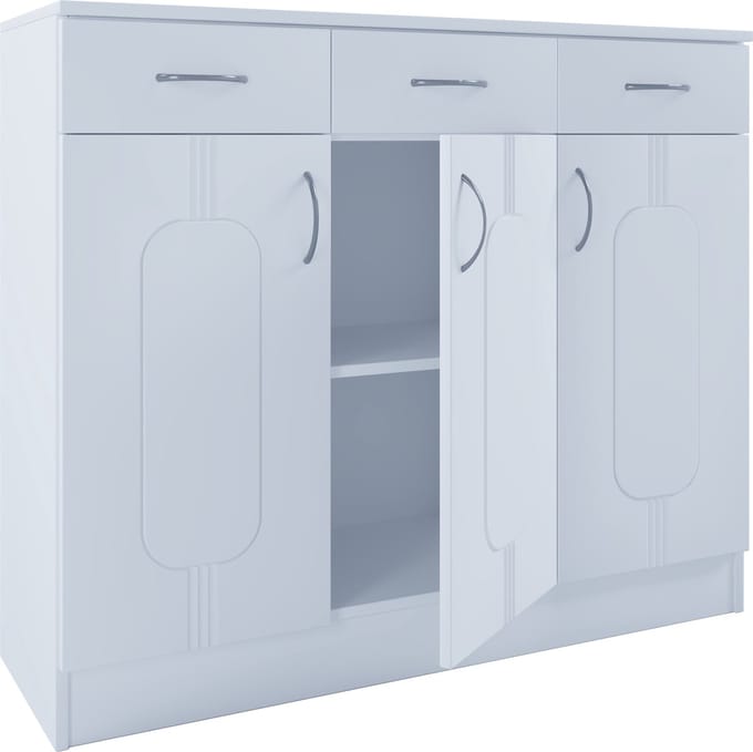 Houten ladekast dressoir dressoirkast Balia 3 lade draaideuren