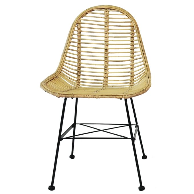 vidaXL - Eetkamerstoelen - rattan - natuurlijk - 6 - st