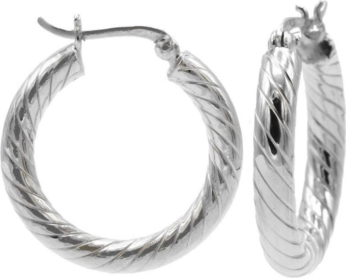 Karma Oorringen Plain Twister Hoops 25 mm | Zilver