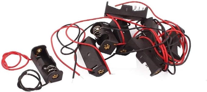 Batterijhouder - Batterijcel Behuizing - Apparaten Voeden - Dubbele Aansluiting - 8 Stuks - Zwart