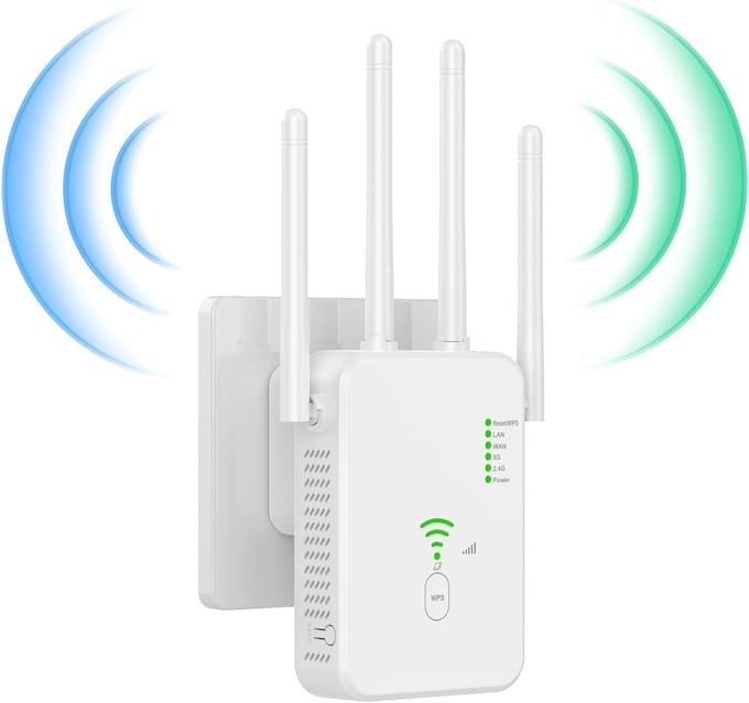 Wifi Versterker Buiten - Draadloze Extender - Verbeter Signaal - 1200 Mbps Snelheid - Compact Ontwerp - Wit