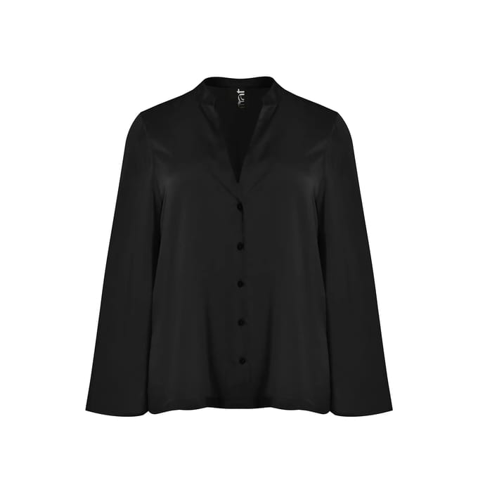 Satijnen V-hals langemouwen blouse dames Mat Fashion