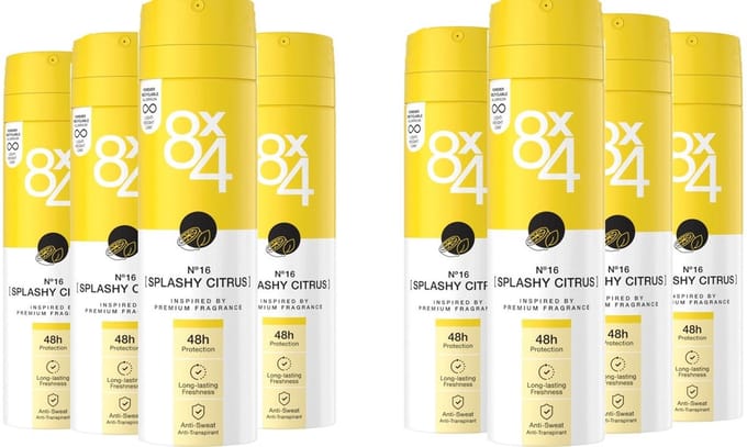 8x4 Deo Spray - No.16 Splashy Citrus 8 x 150 ml - Voordeelverpakking