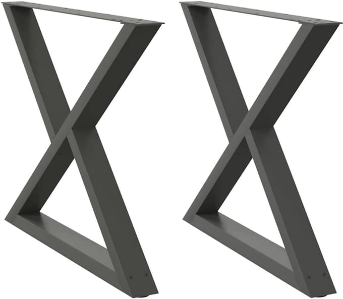 Set van 2 Tafelpoten voor Eettafel Verstelbaar Hoogte Antraciet Staal