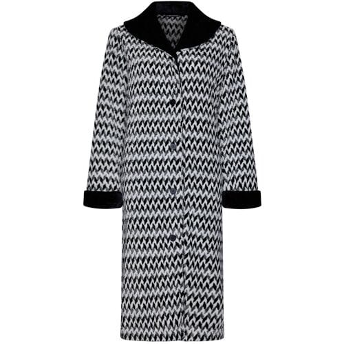 Fleece badjas zigzag Pastunette - Zwart - Maat - S
