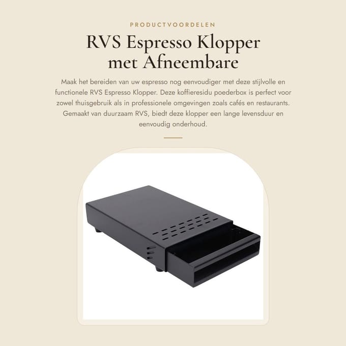 Dailygoods - Espresso Klop Doos Lade - Roestvrij Staal - Antislip
