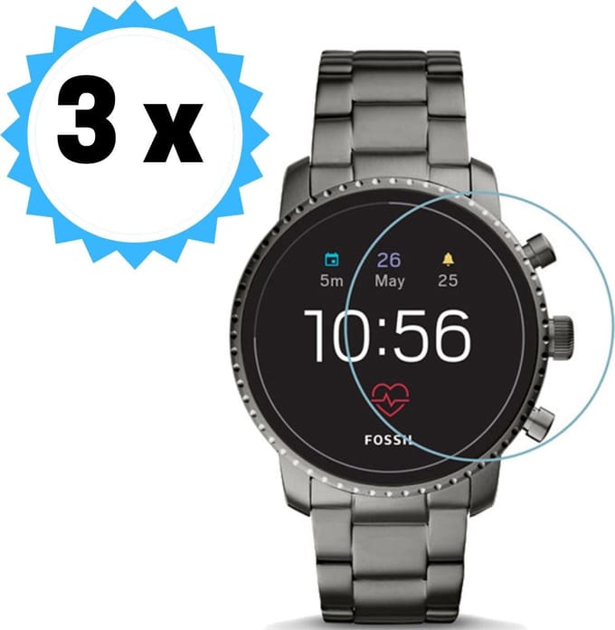KELERINO. Screenprotector - Geschikt Voor Fossil Q Explorist - Gehard glas - 3 stuks