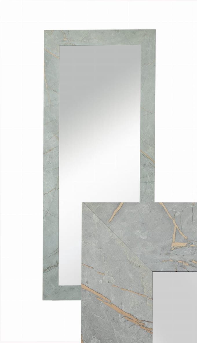 Grey Caspio Serie - Rechthoekige Spiegel - 50x120 cm - Beton en Goud - MDF Frame