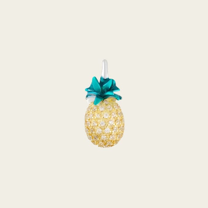 Zilveren Ananas hanger met zirkonia's
