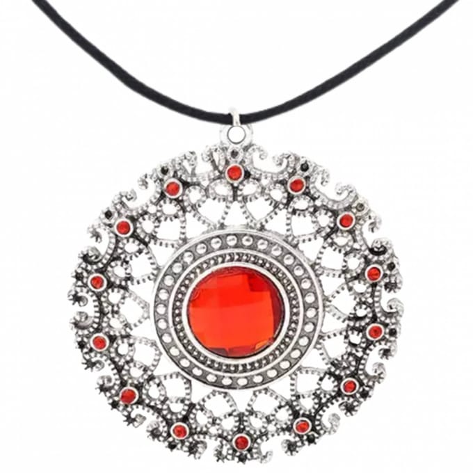 Lange ketting-Bloem- Rood-75 cm- Charme Bijoux