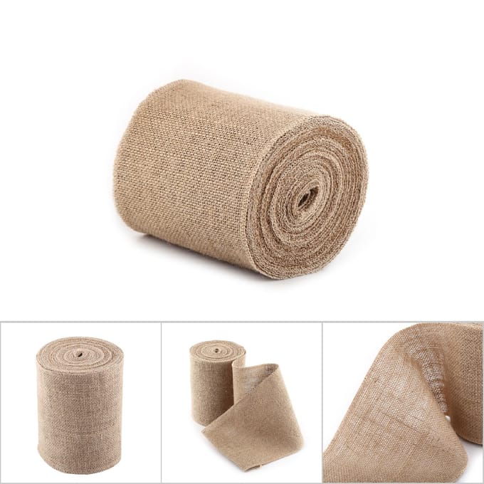 10M Rustieke Hessische Jute Jute Stof Lint Tafelloper Strik Bloemisterij (15CM) beige