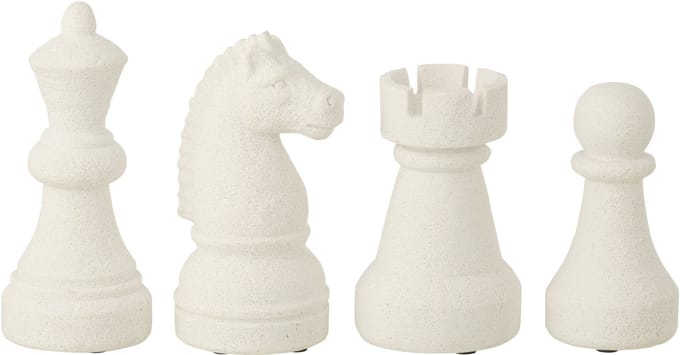 J-Line decoratie Schaakstuk - polyresin - wit - small - 4 stuks