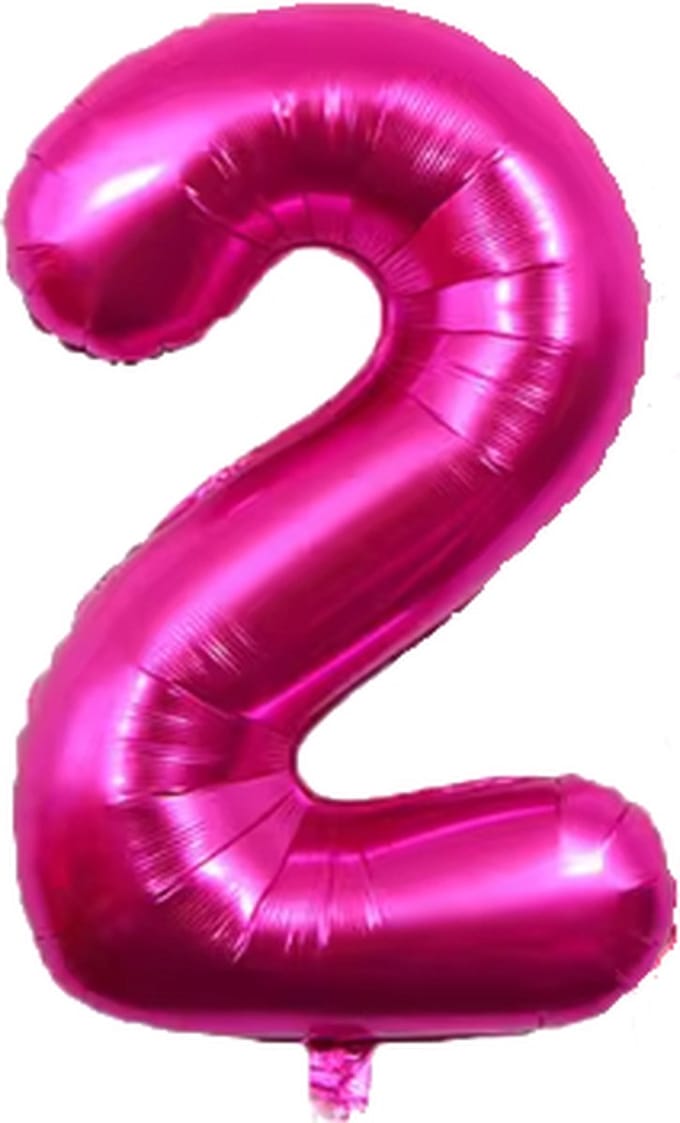 Jumada's - Folieballon cijfer 2 - fuchsia - 100cm