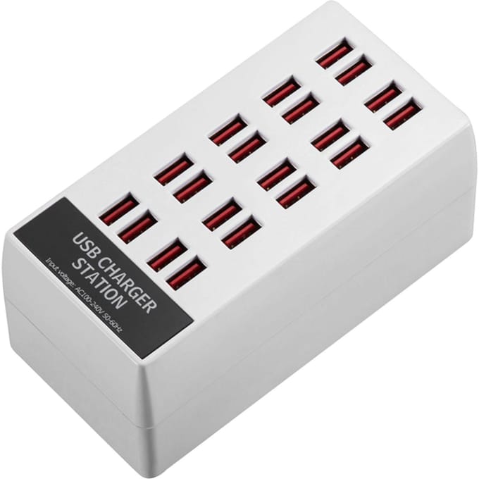 100W USB-oplaadstation USB-stekkerlader 20-poorts bureaulader Compatibel met IOS en Android US Plug wit