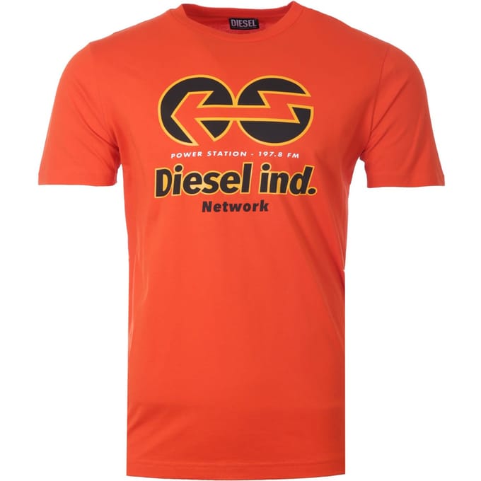 Diesel Power Station-logo Pittig oranje T-shirt
