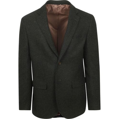 Suitable Colbert Herringbone Merinowol Donkergroen - Maat 48 - Heren blazer