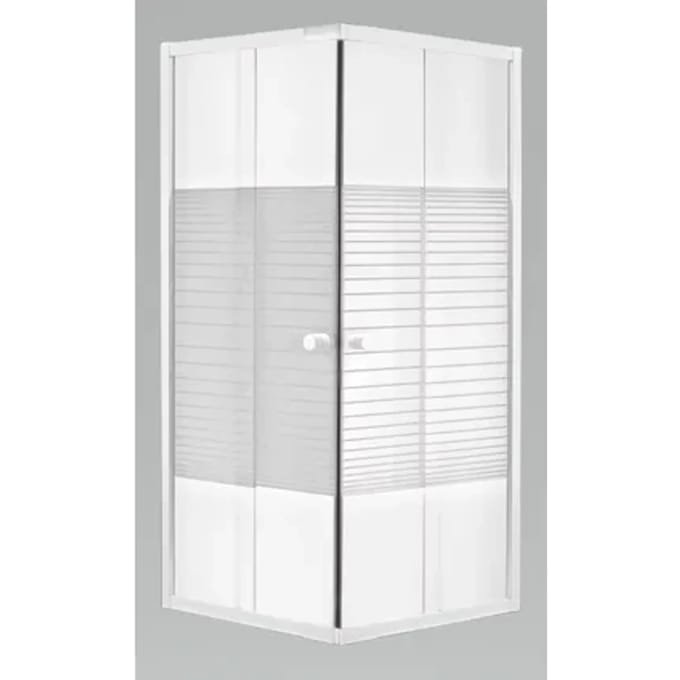 Baseline - Douche Hoekinstap 77-89 X 185cm - Wit Profiel - 4 Mm Gestreept Glasmotief