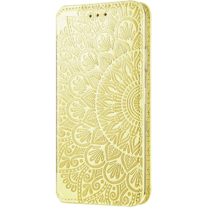Mocaa iPhone 12 Mini Magnetisch Mandala Portemonnee Hoesje Geel