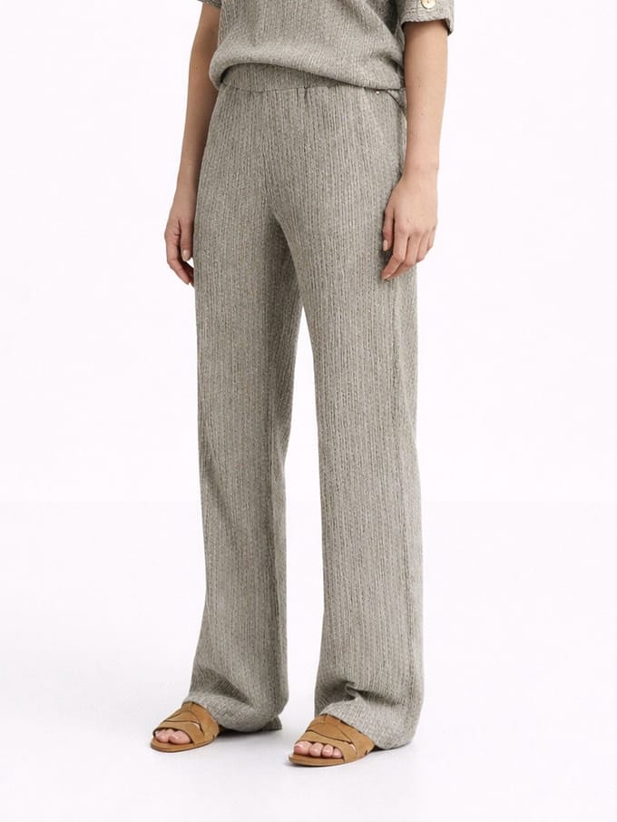 Crinkled Wide-Leg Trousers