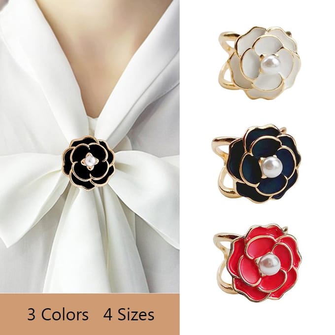 Eenvoudige zijden sjaal gesp sieraden broche, Camellia, Retro temperament, High-end, Licht, Luxe, Mode accessoires wit