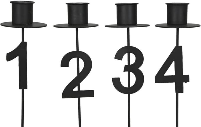 advent/kaarsenhouder/4 stuks/posiwio/metaal/zwart