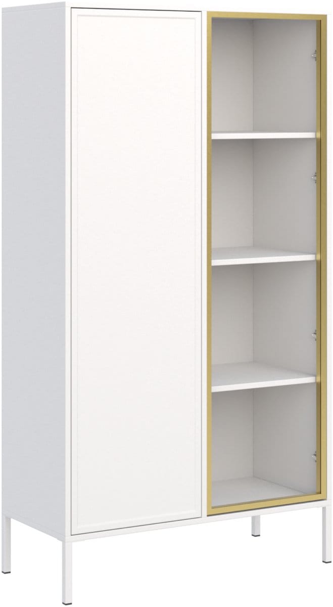 Selsey Velveto – Vitrinekast 2 deuren – met glazen front – wit – 90 cm